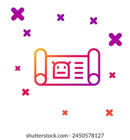 Color line Robot blueprint icon isolated on white background. Gradient random dynamic shapes. Vector