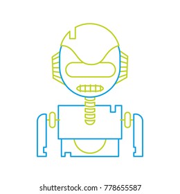 color line robot face with technology robotic chest vector illustration