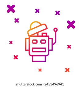 Color line Robot icon isolated on white background. Artificial intelligence, machine learning, cloud computing. Gradient random dynamic shapes. Vector