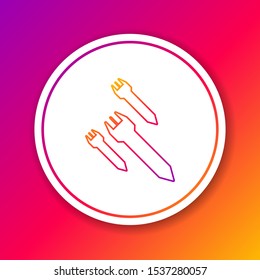 Color line Rocket icon isolated on color background. Circle white button. Vector Illustration