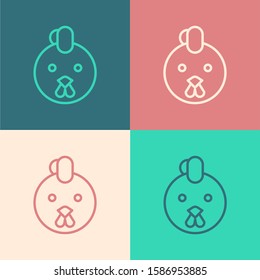 Color line Rooster zodiac sign icon isolated on color background. Astrological horoscope collection.  Vector Illustration