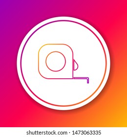Color line Roulette construction icon isolated on color background. Tape measure symbol. Circle white button. Vector Illustration