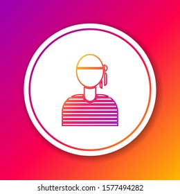 Color line Sailor captain icon isolated on color background. Circle white button. Vector Illustration