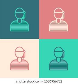 Color line Sailor captain icon isolated on color background.  Vector Illustration