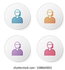 Color line Sailor captain icon isolated on white background. Set icons in circle buttons. Vector Illustration