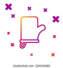 Color line Sauna mittens icon isolated on white background. Mitten for spa. Gradient random dynamic shapes. Vector
