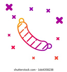 Color line Sausage icon isolated on white background. Grilled sausage and aroma sign. Gradient random dynamic shapes. Vector Illustration
