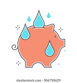 Color line, saving water concept illustration, icon, background and graphics. The illustration is colorful, flat, vector, pixel perfect, suitable for web and print. It is linear stokes and fills.