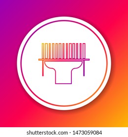 Color line Scanner scanning bar code icon isolated on color background. Barcode label sticker. Identification for delivery with bars. Circle white button. Vector Illustration