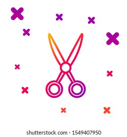 Color line Scissors hairdresser icon isolated on white background. Hairdresser, fashion salon and barber sign. Barbershop symbol. Gradient random dynamic shapes. Vector Illustration