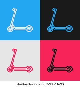 Color line Scooter icon isolated on color background. Vintage style drawing. Vector Illustration