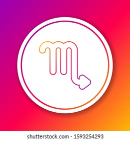 Color line Scorpio zodiac sign icon isolated on color background. Astrological horoscope collection. Circle white button. Vector Illustration