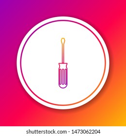 Color line Screwdriver icon isolated on color background. Service tool symbol. Circle white button. Vector Illustration