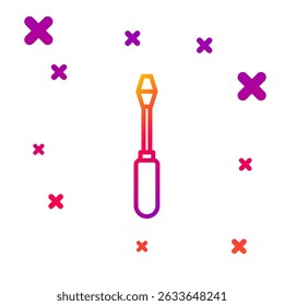 Color line Screwdriver icon isolated on white background. Service tool symbol. Gradient random dynamic shapes. Vector Illustration