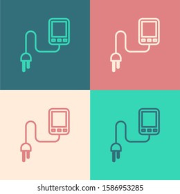 Color line Sensor icon isolated on color background.  Vector Illustration