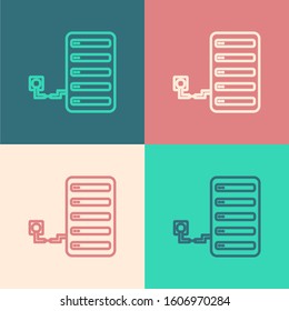 Color line Server icon isolated on color background. Adjusting app, service concept, setting options, maintenance, repair, fixing.  Vector Illustration
