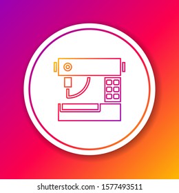 Color line Sewing machine icon isolated on color background. Circle white button. Vector Illustration