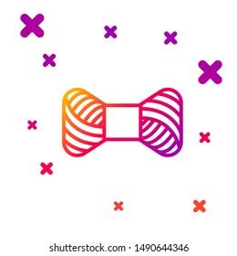 Color line Sewing thread on spool icon isolated on white background. Yarn spool. Thread bobbin. Gradient random dynamic shapes. Vector Illustration