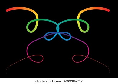 Color Line Shape Graphics – 3D Gradient Vector Line Pattern with Flowing Rainbow Ribbons and Modern Abstract Background