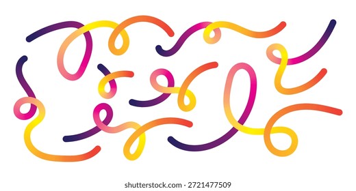 Formas de línea de color con degradado. Patrón ondulado Abstractas sobre fondo blanco. Gráfico de ondas de color de arco iris 3D. Arreglos dinámicos, remolinos y cintas en espiral en eps 10.