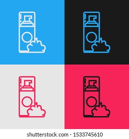 Color line Shaving gel foam icon isolated on color background. Shaving cream. Vintage style drawing. Vector Illustration