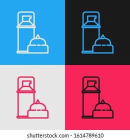 Color line Shaving gel foam icon isolated on color background. Shaving cream. Vintage style drawing. Vector Illustration