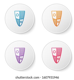 Color line Shield icon isolated on white background. Guard sign. Security, safety, protection, privacy concept. Set icons in circle buttons. Vector Illustration