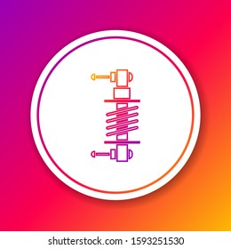 Color line Shock absorber icon isolated on color background. Circle white button. Vector Illustration