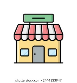 Icono de vector de tienda de línea de color