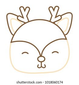 color line shy deer head wild animal