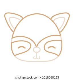 color line shy raccoon head wild animal