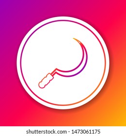 Color line Sickle icon isolated on color background. Reaping hook sign. Circle white button. Vector Illustration