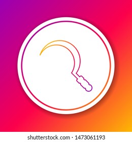 Color line Sickle icon isolated on color background. Reaping hook sign. Circle white button. Vector Illustration