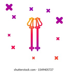 Color line Ski poles icon isolated on white background. Extreme sport. Skiing equipment. Winter sports icon. Gradient random dynamic shapes. Vector Illustration