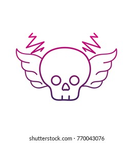 color line skull with wings rock art symbol