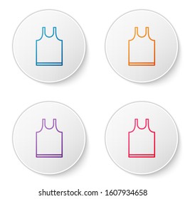 Color line Sleeveless T-shirt icon isolated on white background. Set icons in circle buttons. Vector Illustration