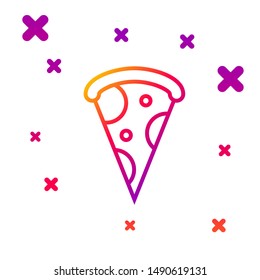 Color line Slice of pizza icon isolated on white background. Fast food menu. Gradient random dynamic shapes. Vector Illustration