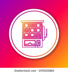 Color line Slot machine icon isolated on color background. Circle white button. Vector Illustration