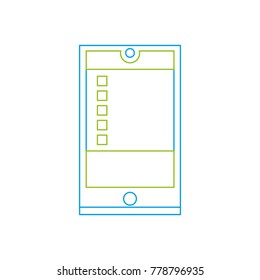 color line smartphone object technology with data information