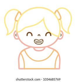 color line smile girl with two tails hair design