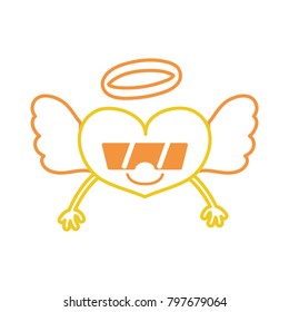 color line smile heart angel kawaii with arms and sunglasses