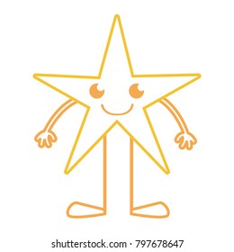color line smile star kawaii with arms and legs