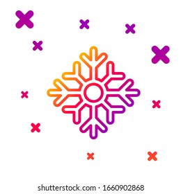 Icono de copo de nieve de línea de color aislado en fondo blanco. Feliz Navidad y Feliz Año Nuevo. Formas dinámicas aleatorias degradadas. Ilustración vectorial