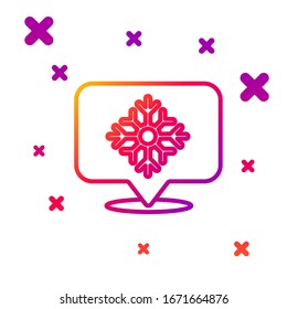 Color line Snowflake con icono de burbuja de voz aislado en fondo blanco. Feliz Navidad y Feliz Año Nuevo. Formas dinámicas aleatorias degradadas.  Ilustración vectorial