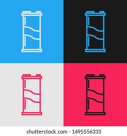Color line Soda can icon isolated on color background. Vintage style drawing. Vector Illustration