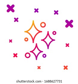 Color line Sparkle stars with magical glitter particles icon isolated on white background. Magic christmas decoration. Gradient random dynamic shapes. Vector Illustration