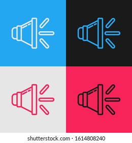 Color line Speaker volume, audio voice sound symbol, media music icon isolated on color background. Vintage style drawing. Vector Illustration