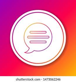 Color line Speech bubble chat icon isolated on color background. Message icon. Communication or comment chat symbol. Circle white button. Vector Illustration
