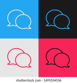 Color line Speech bubble chat icon isolated on color background. Message icon. Communication or comment chat symbol. Vintage style drawing. Vector Illustration
