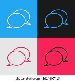 Color line Speech bubble chat icon isolated on color background. Message icon. Communication or comment chat symbol. Vintage style drawing. Vector Illustration